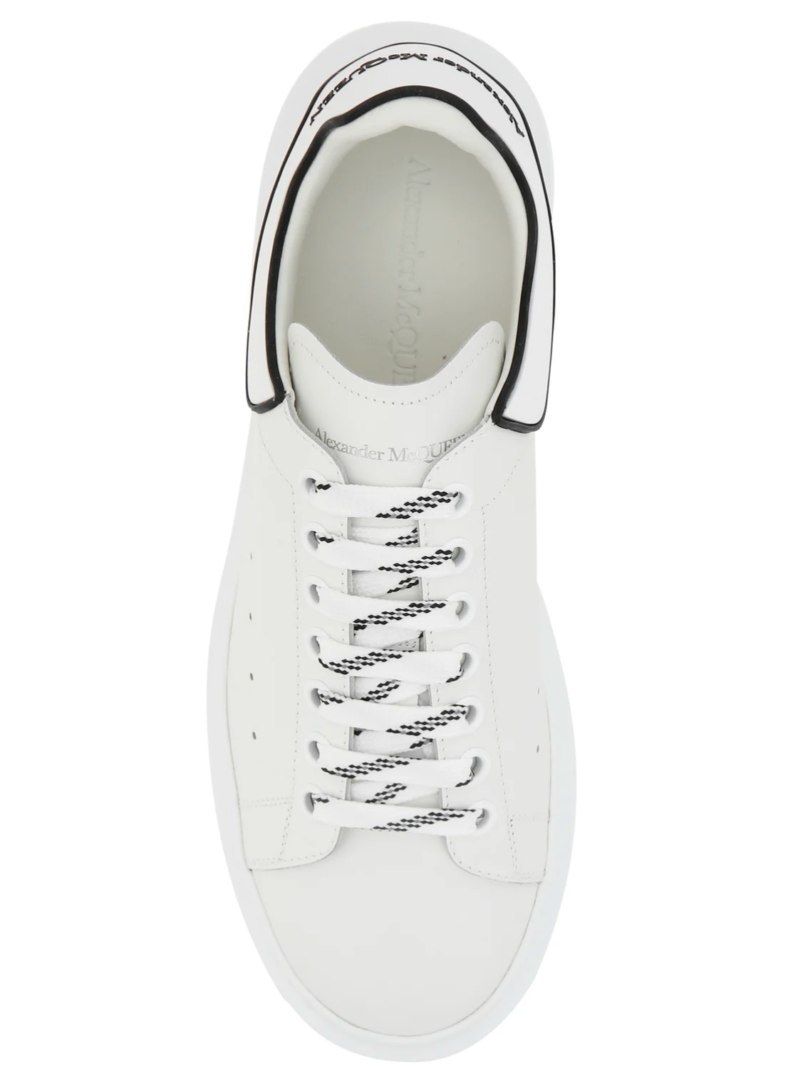 Alexander McQueen Oversized Sneaker Ribete Negro tenis blanco con ribete negro de lujo