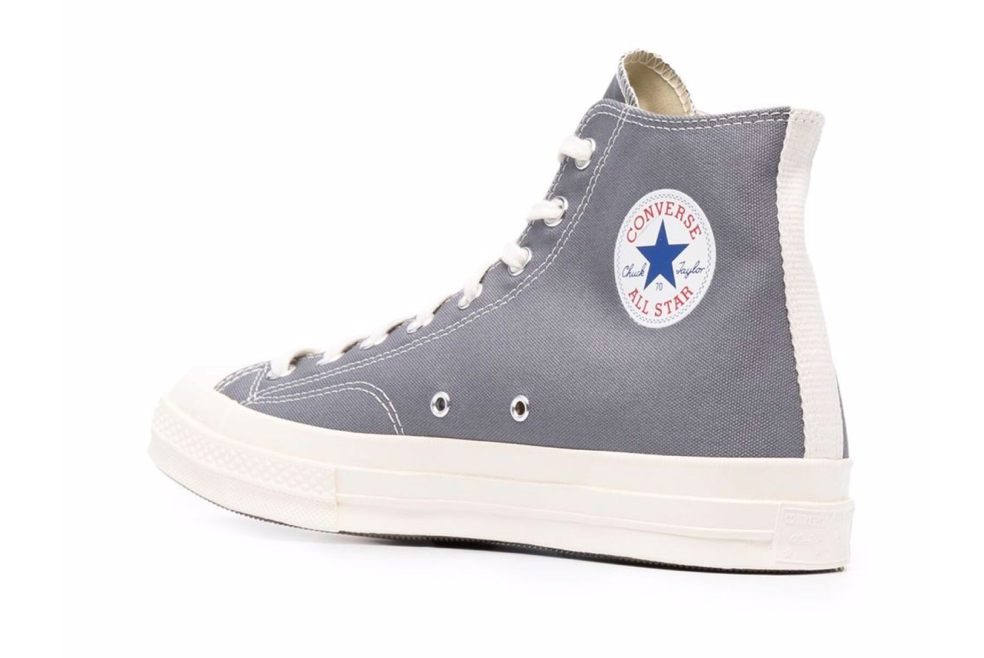 Converse Chuck 70 CDG Gris México – bota unisex gris con logotipo de corazón negro y suela color crema