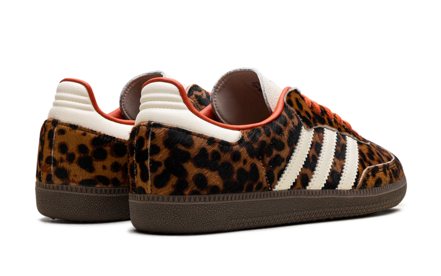 Tenis Adidas Samba Leopardo Naranja México vista lateral.