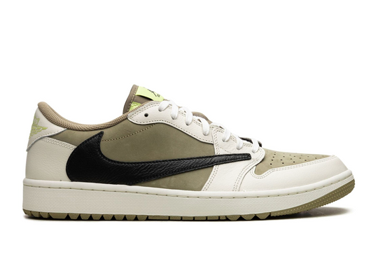 Jordan 1 Low Travis Scott Golf beige con Swoosh negro invertido edición limitada México