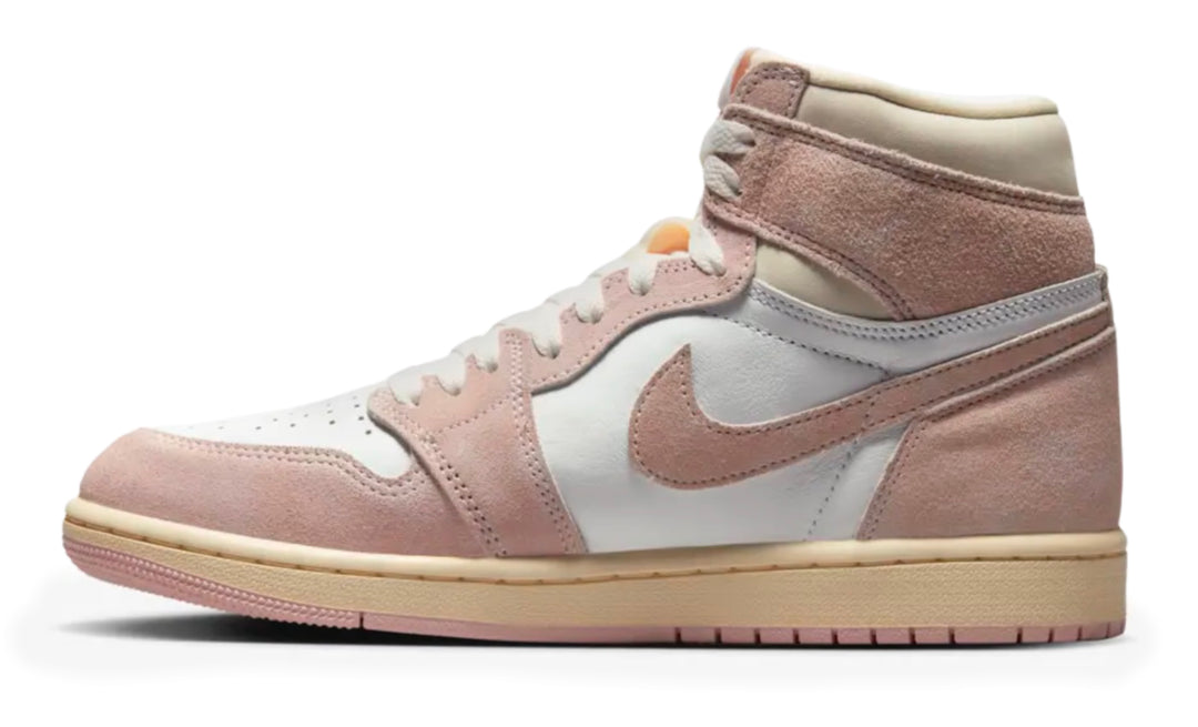 Jordan 1 High OG Washed Pink para mujer en tono rosa lavado con estética vintage México