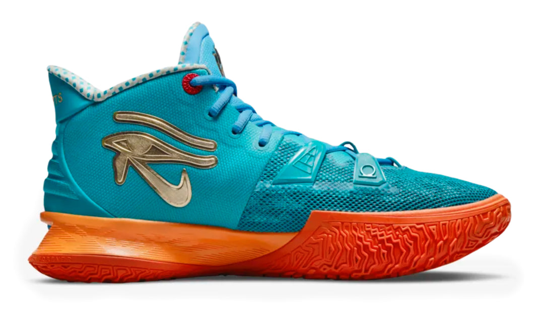 Nike Kyrie 7 Concepts Horus turquesa con detalles dorados para básquet y entrenamiento México