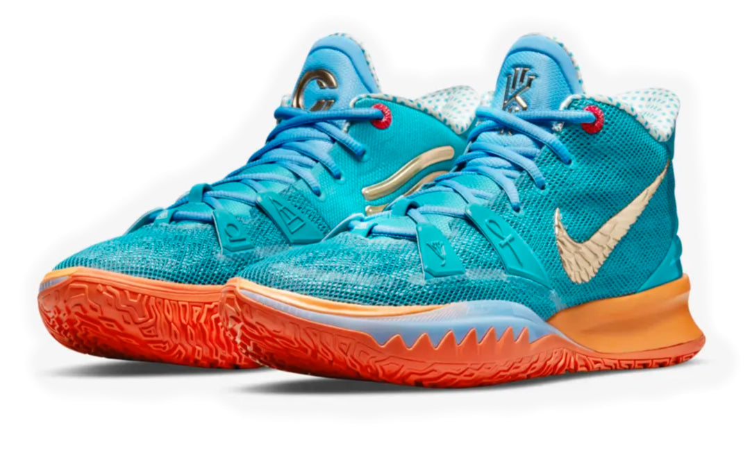 Nike Kyrie 7 Concepts Horus turquesa con detalles dorados para básquet y entrenamiento México