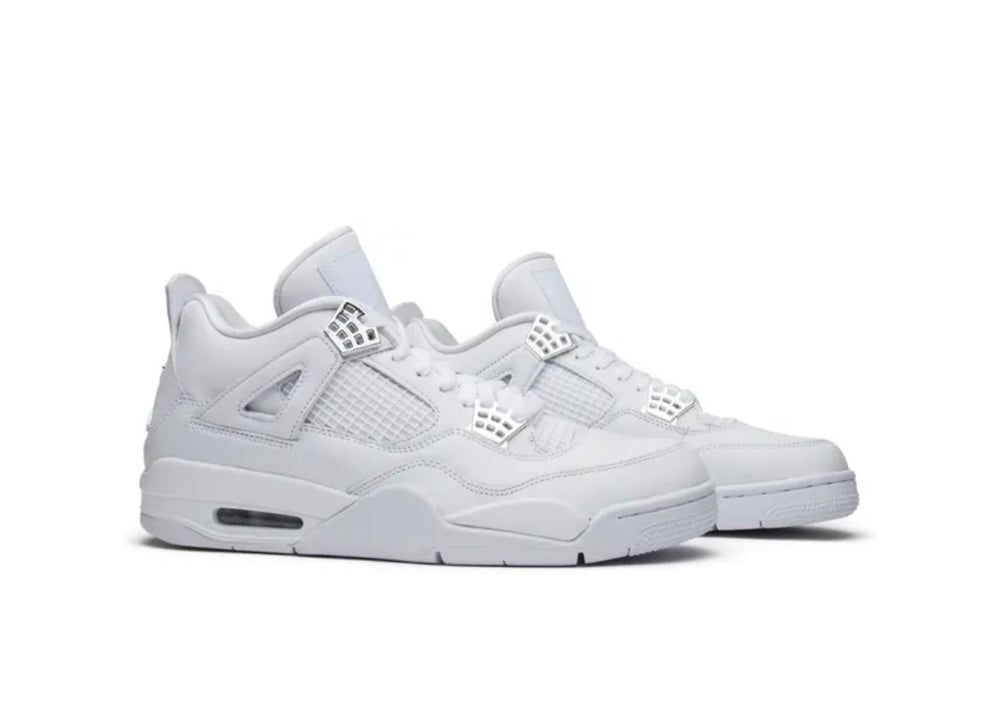 Air Jordan 4 Pure Money tenis Jordan blancos con detalles metálicos México
