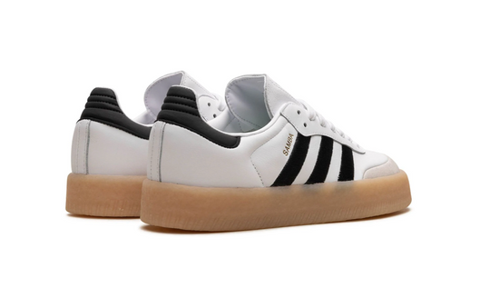 Tenis Adidas Sambae Cloud White Plataforma México - zapatillas con suela tipo gum, diseño blanco y negro, estilo moderno.