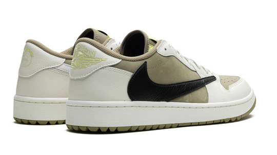 Jordan 1 Low Travis Scott Golf beige con Swoosh negro invertido edición limitada México