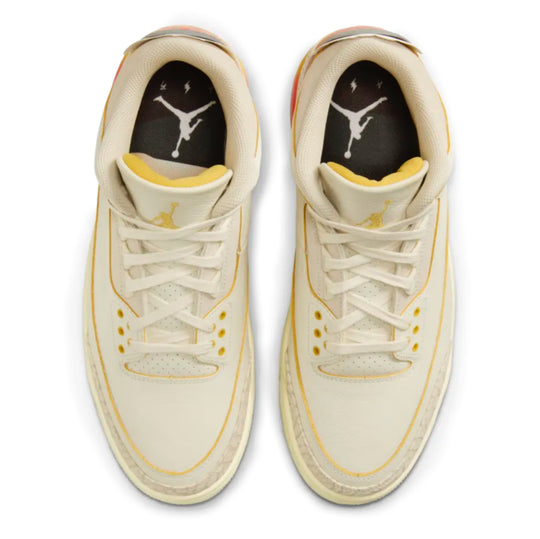 Jordan 3 J Balvin Medellín Sunset crema con degradado sunset e inserciones iridiscentes México