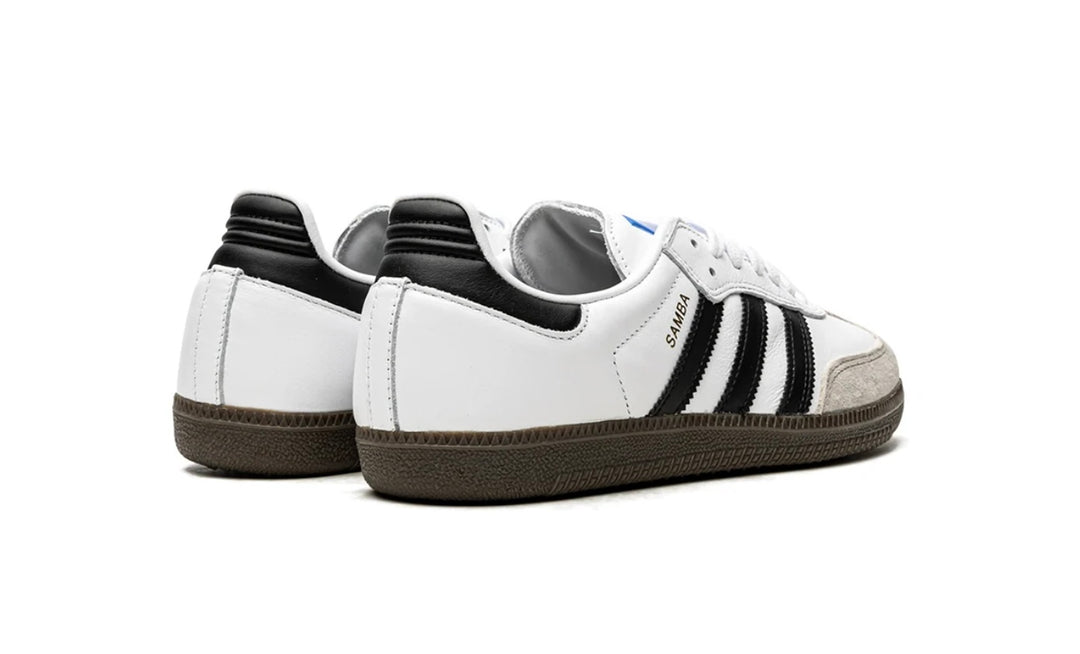 Tenis Adidas Samba OG Blanco Negro México vista lateral.