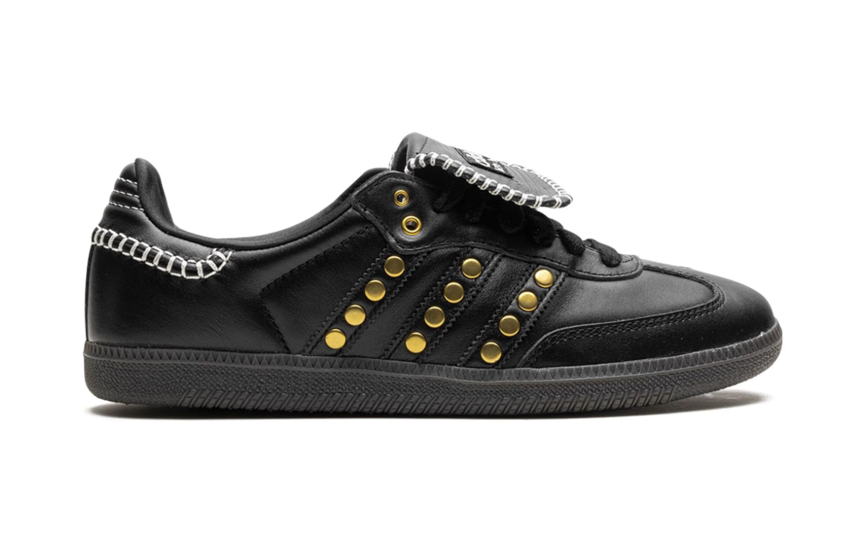 Tenis Adidas Samba Negro Dorado Wales Bonner México vista lateral.