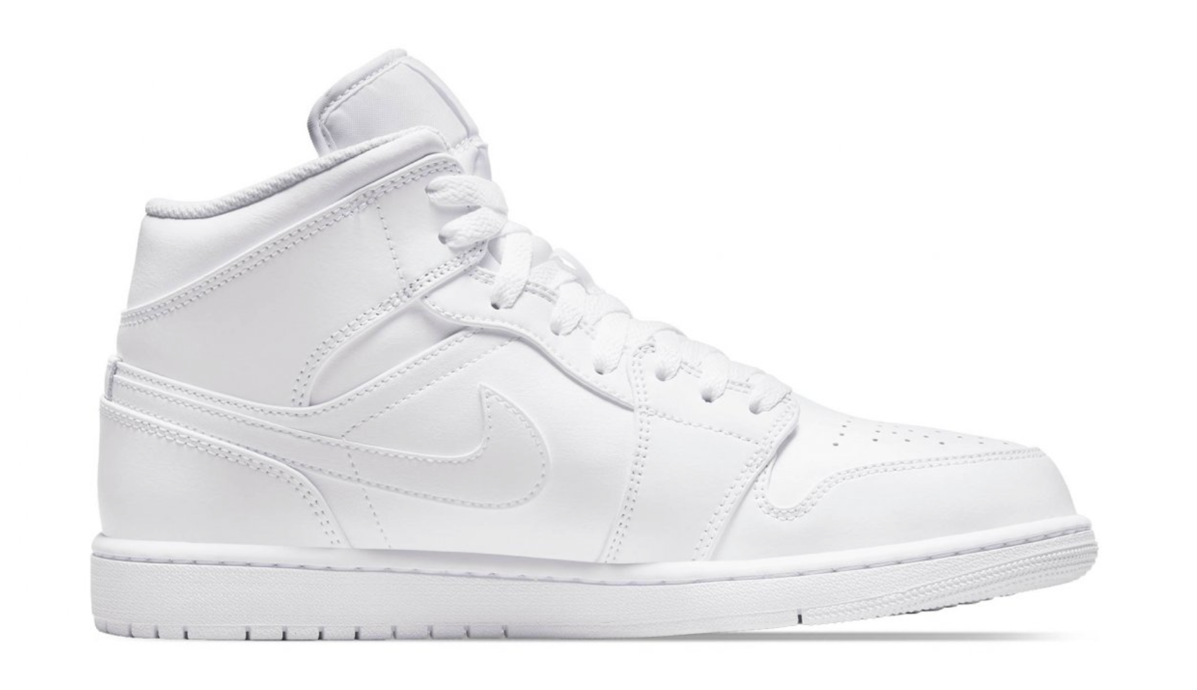 Jordan 1 Mid Triple White color blanco completo clásico unisex México