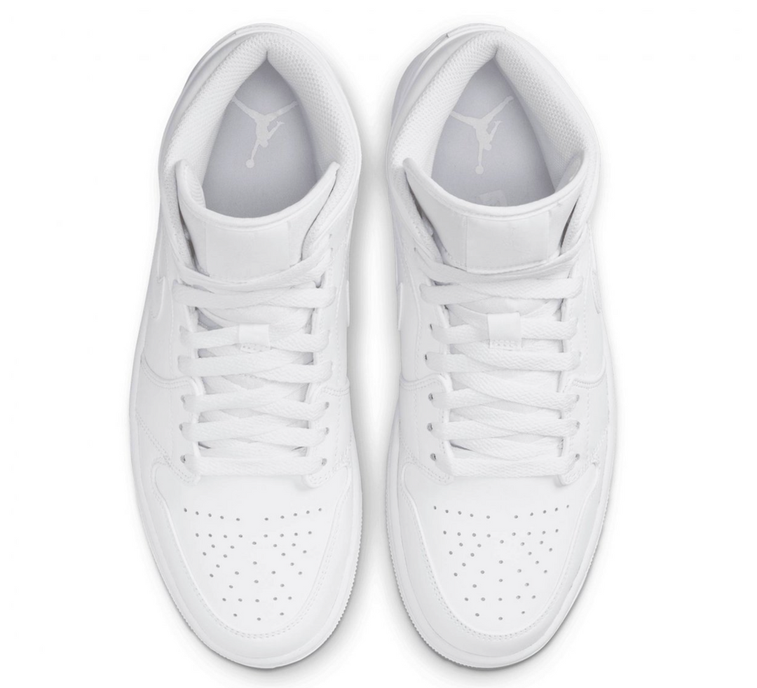 Jordan 1 Mid Triple White color blanco completo clásico unisex México