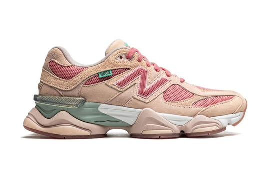 Tenis New Balance 9060 Joe Freshgoods Rosa México vista lateral.