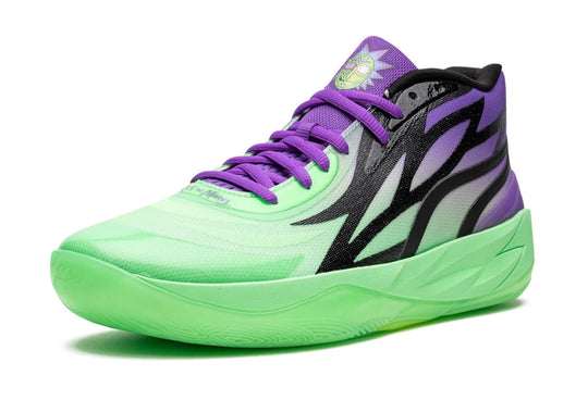 Puma LaMelo Ball MB.02 Rick and Morty tenis de basquet edición especial verde morado