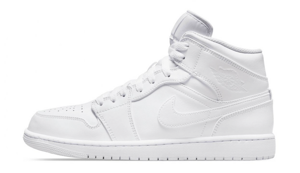 Jordan 1 Mid Triple White color blanco completo clásico unisex México