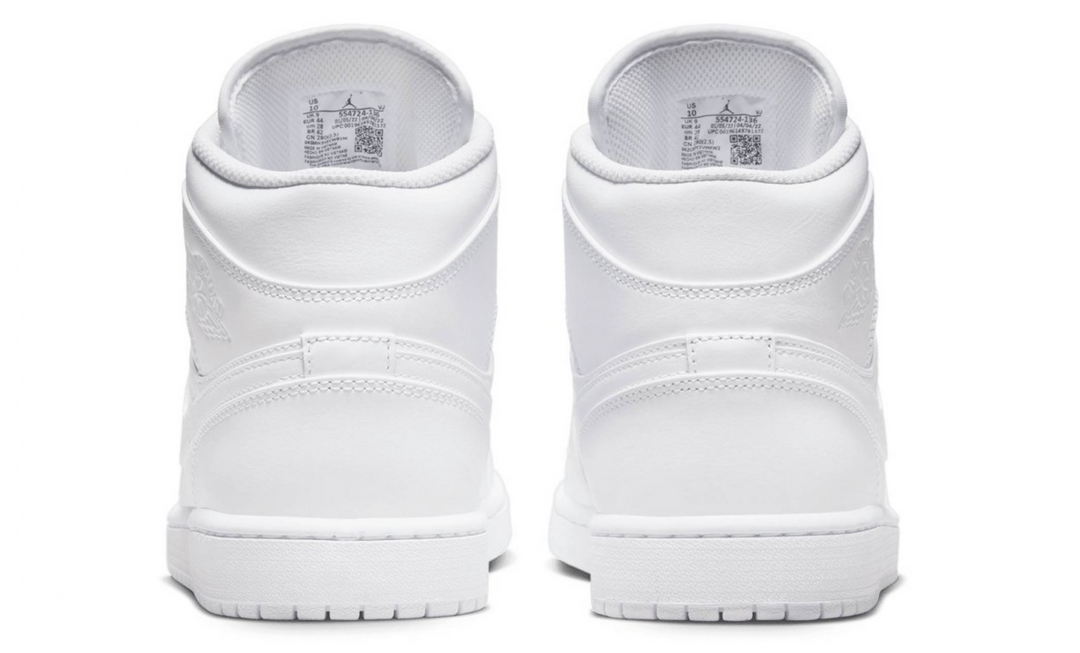 Jordan 1 Mid Triple White color blanco completo clásico unisex México