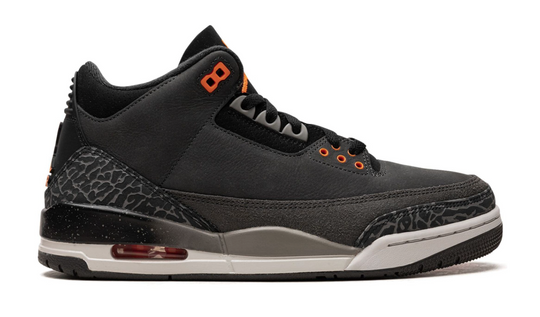 Jordan 3 Fear color negro con detalles naranja edición retro OG México