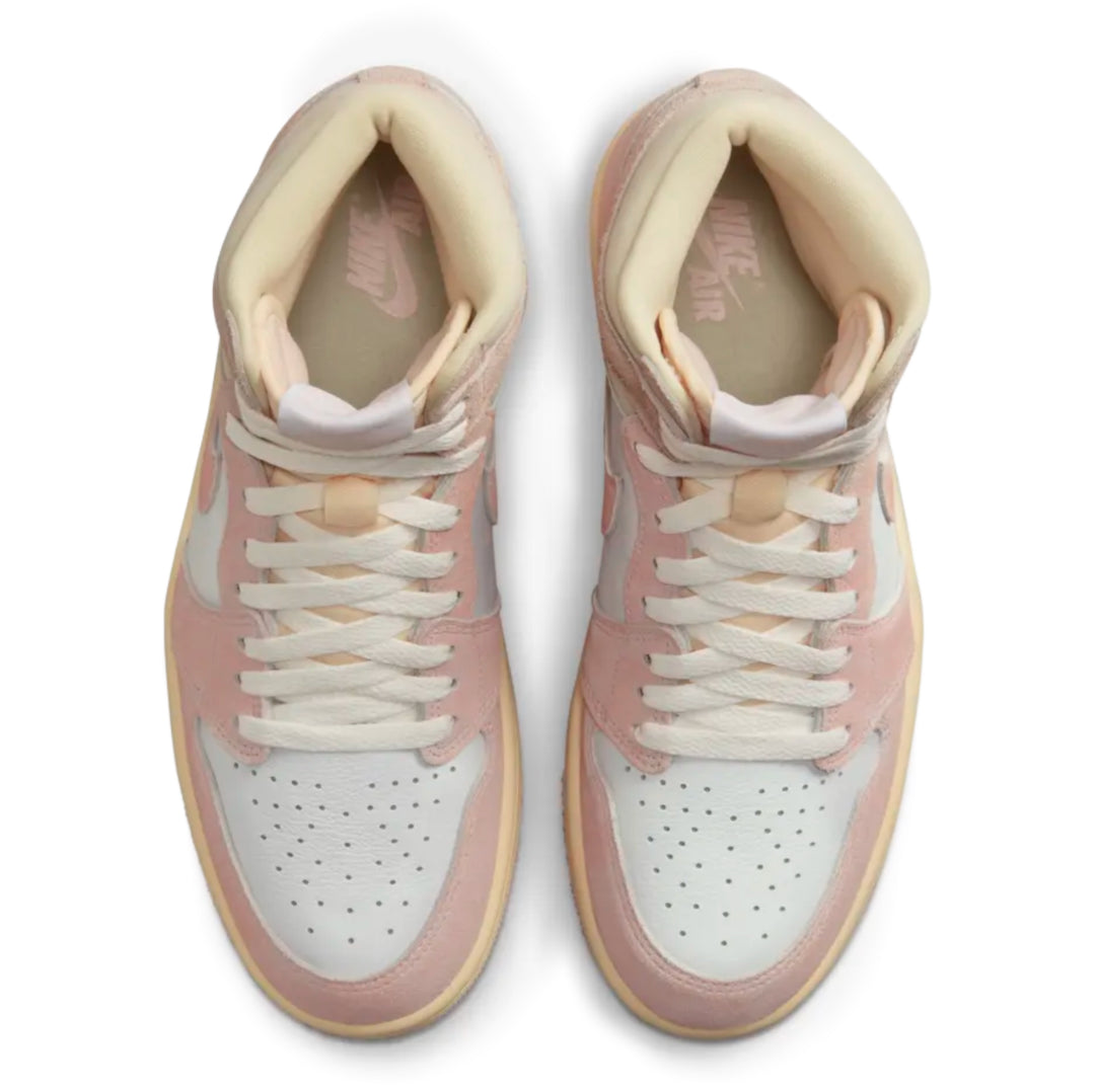 Jordan 1 High OG Washed Pink para mujer en tono rosa lavado con estética vintage México