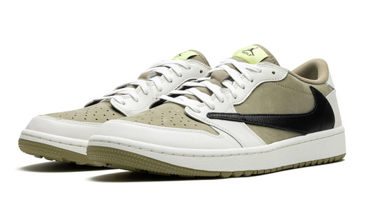 Jordan 1 Low Travis Scott Golf beige con Swoosh negro invertido edición limitada México