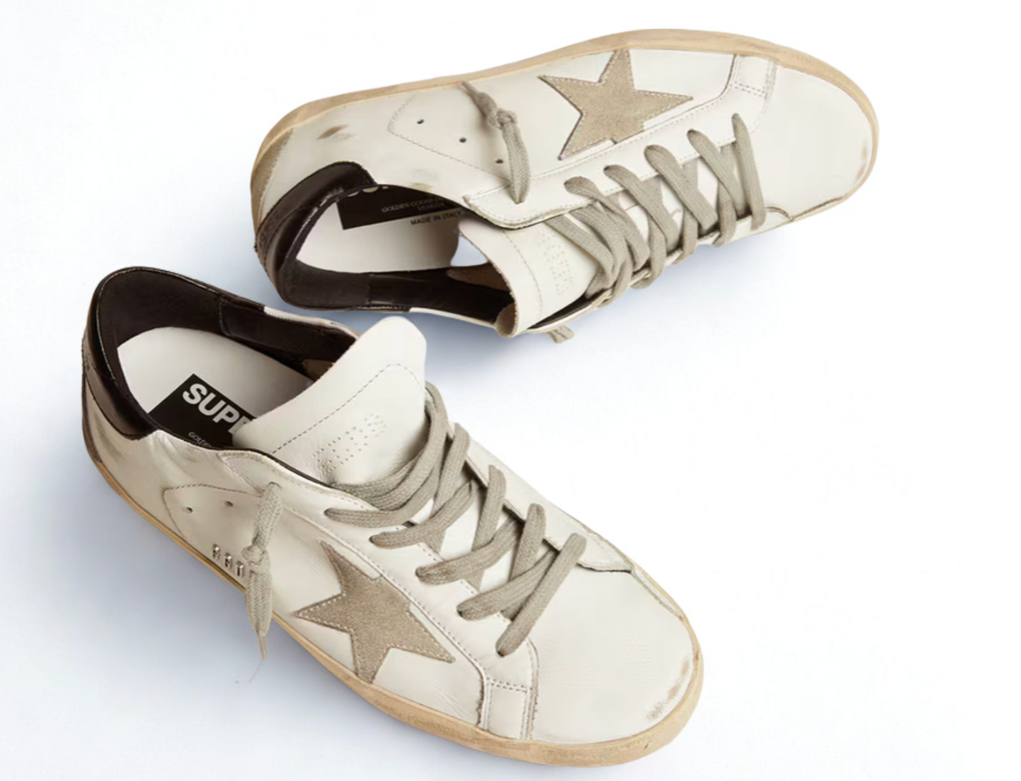 Golden Super-Star Style Blanco – Tenis Vintage Look con Estrella Beige
