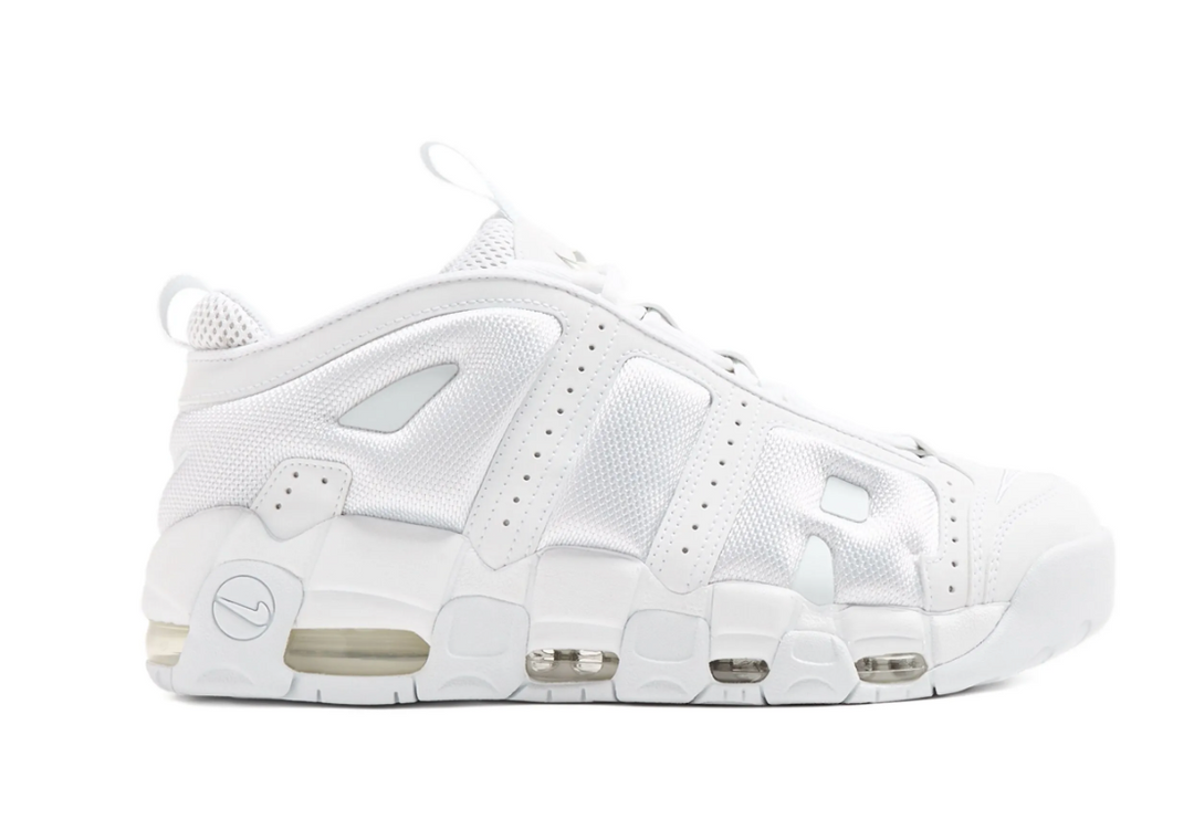 Tenis Nike Air More Uptempo Blanco triple white con logo AIR grande