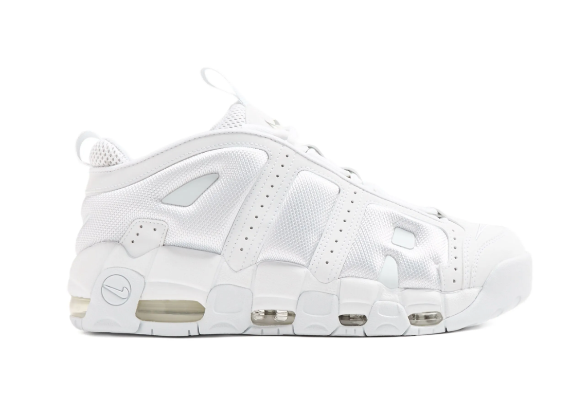 Tenis Nike Air More Uptempo Blanco triple white con logo AIR grande