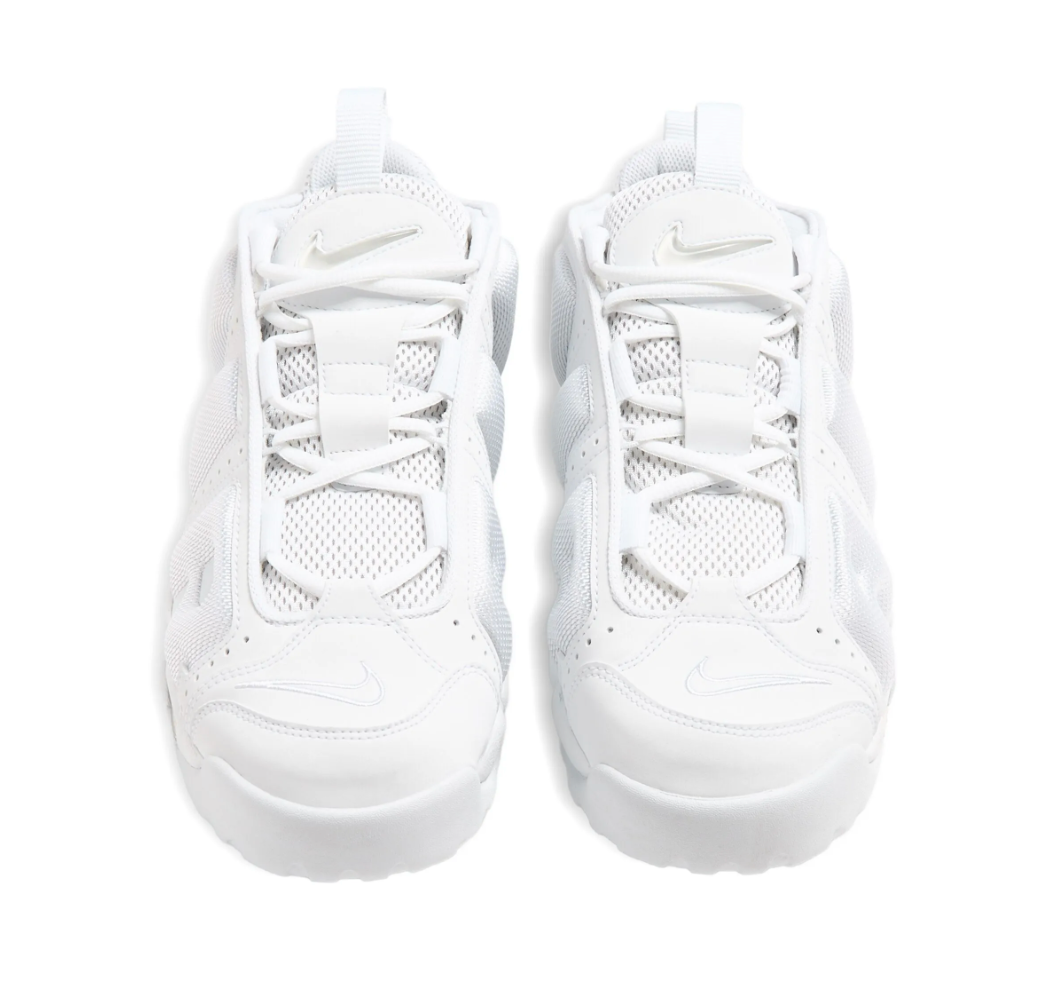 Tenis Nike Air More Uptempo Blanco triple white con logo AIR grande