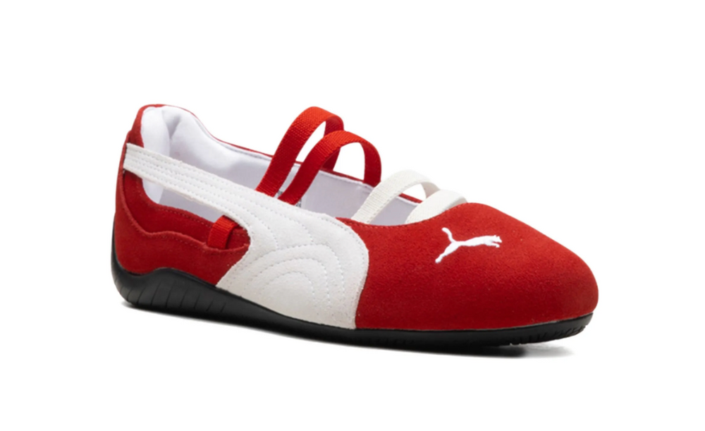 Puma Speedcat Rojo Blanco Mujer – detalle franjas blancas
