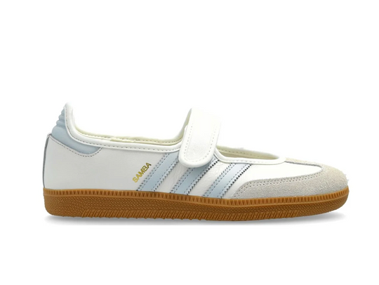 Adidas Samba Jane Blanco Franjas Azul Cielo Mujer – vista lateral