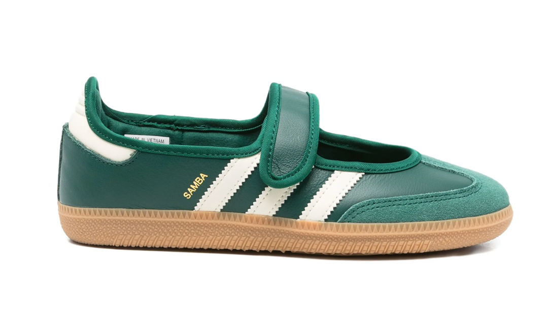 Adidas Samba Jane Verde Franjas Blancas Mujer – vista lateral