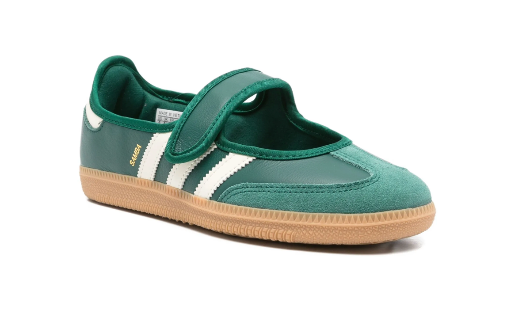 Adidas Samba Jane Verde Franjas Blancas Mujer – detalle franjas blancas