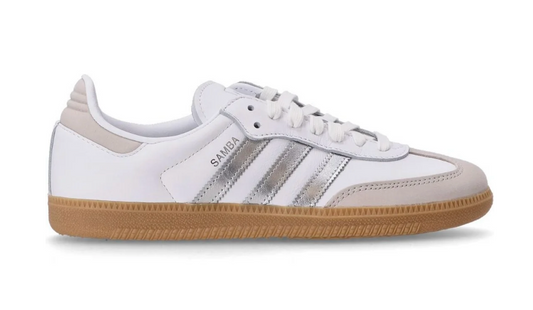 Adidas Samba blanco plateado con suela gum unisex - sneakers clásicos"