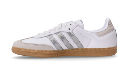 Adidas Samba blanco plateado con suela gum unisex - sneakers clásicos"
