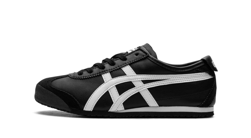 Tenis Onitsuka Tiger Mexico 66 Negro Blanco México vista lateral.