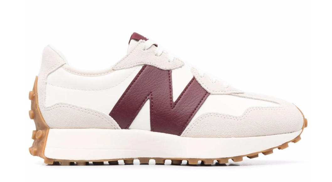 Tenis New Balance 327 Rojo Vino México vista lateral.