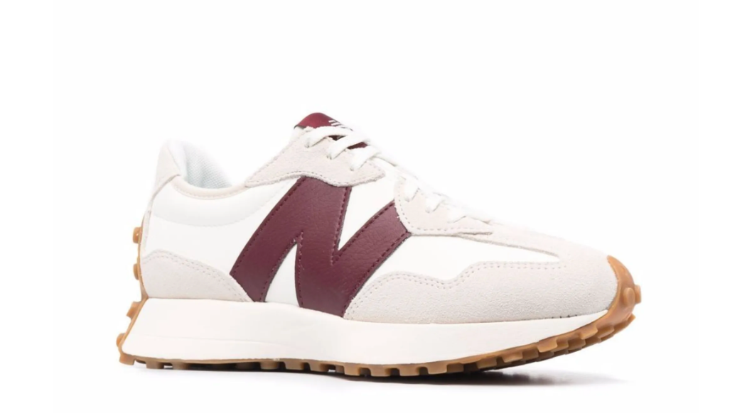 Tenis New Balance 327 Rojo Vino México vista lateral.