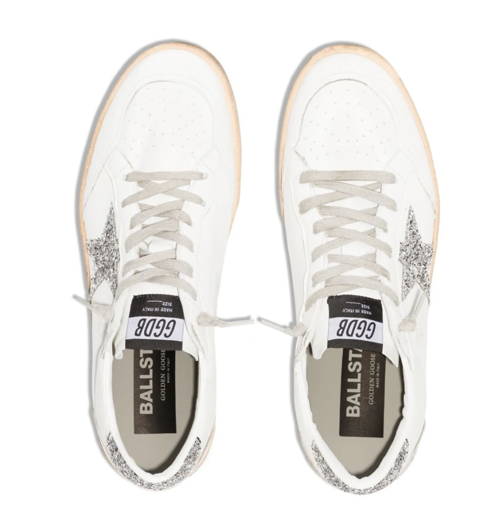 Golden Goose Ball Star Blanco Estrella Plata