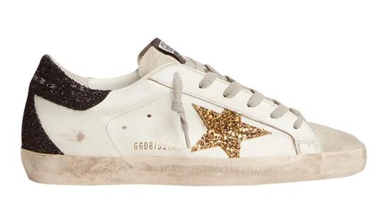 Golden Goose Superstar Blanco con Estrella Dorada Glitter Mujer