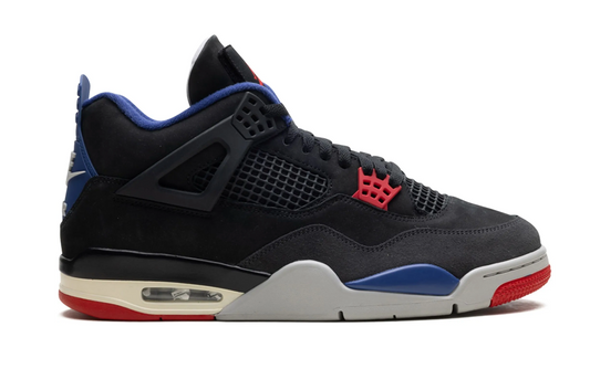 Jordan 4 Rare Air negro con azul y rojo
