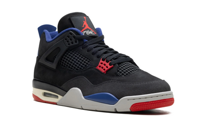 Jordan 4 Rare Air negro con azul y rojo
