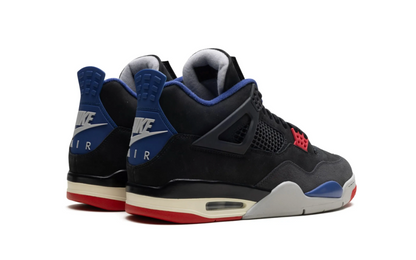 Jordan 4 Rare Air negro con azul y rojo