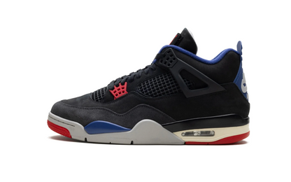 Jordan 4 Rare Air negro con azul y rojo