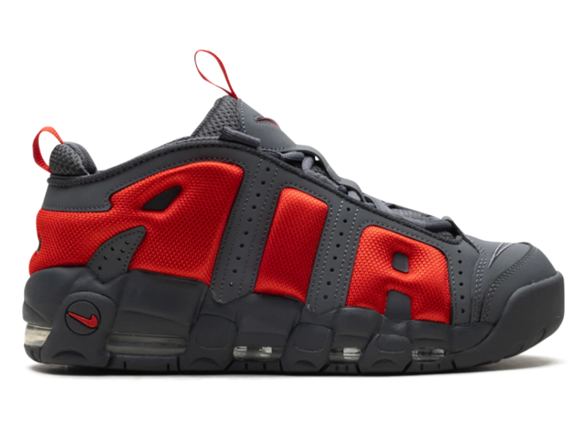 Nike Air More Uptempo Gris Rojo | Retro 90s detalle AIR