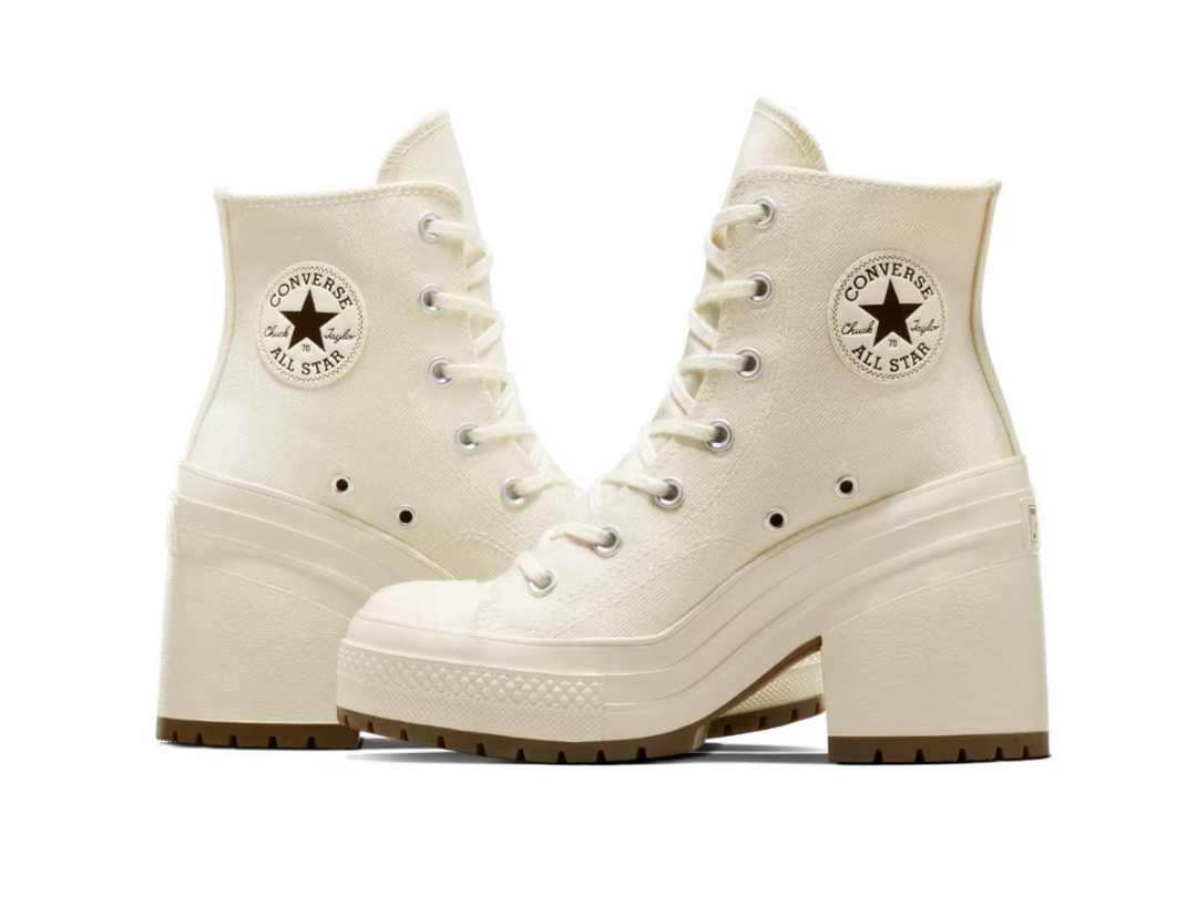 Converse de plataforma con tacón color crema mujer México – botín con suela elevada y tacón ancho