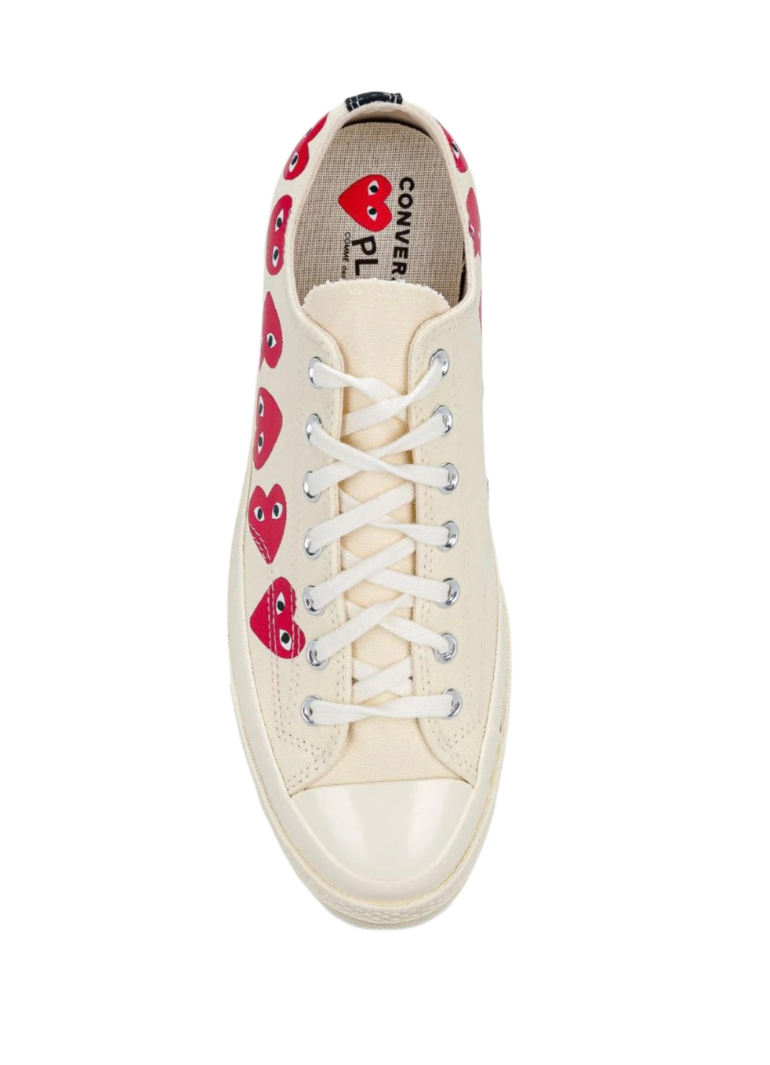 Converse Chuck 70 CDG Corazones Rojos México – tenis beige con corazones rojos laterales y suela color crema