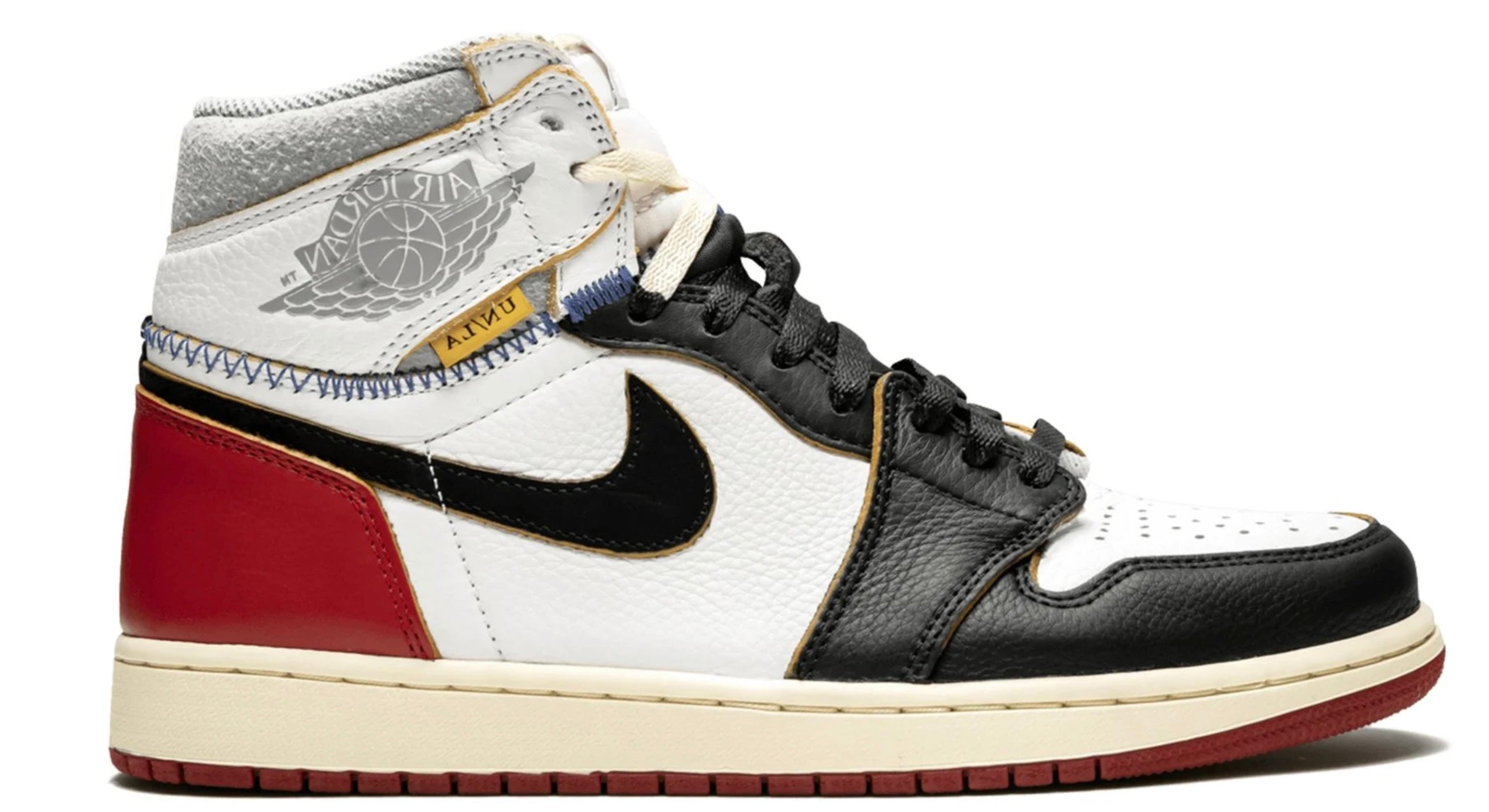 Jordan 1 Union Black Toe high con costuras visibles y look vintage colaboración México