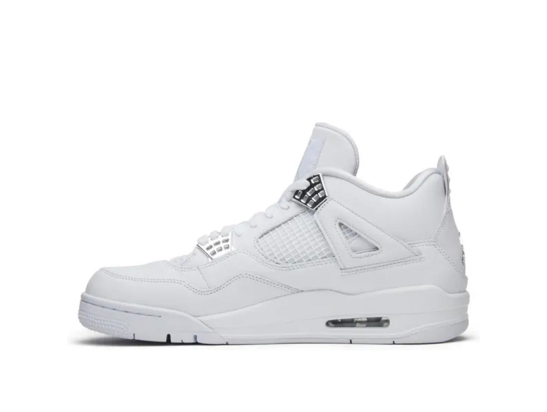 Air Jordan 4 Pure Money tenis Jordan blancos con detalles metálicos México
