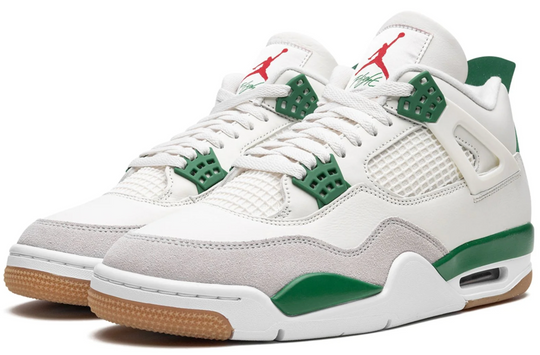 Jordan 4 Retro SB Pine Green blanco con detalles verdes y grises edición limitada México
