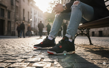 Jordan 4 Rare Air negro con azul y rojo