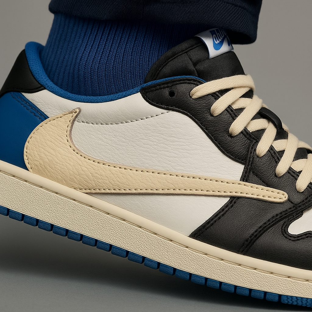 Tenis Nike Air Jordan 1 Low OG Travis Scott Fragment vista lateral