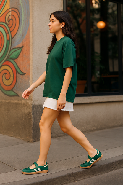 Adidas Samba Jane Verde Franjas Blancas Mujer